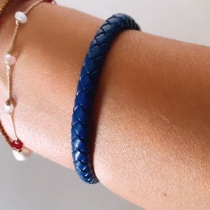 TRENDHIM BLUE BOLO BRAIDED LEATHER BRACELET TWIST